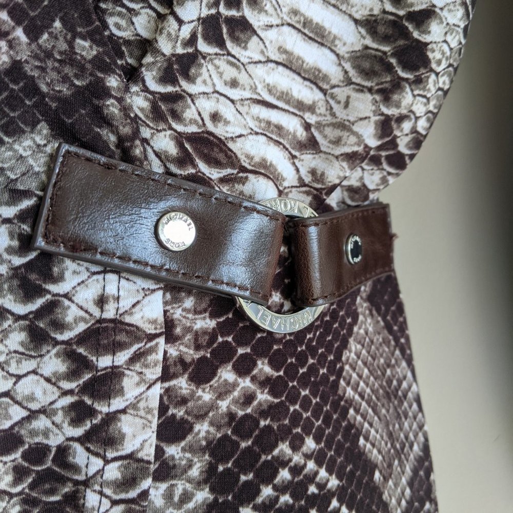 SOLD Michael Kors Brown Snake Print Wrap Dress L - Picture 4 of 16